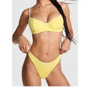 PINK by Frankies Bikinis Buttercup Bikini Top & Moon Bay Thong Bottom 2 PC XL